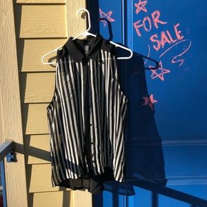 Black and white stripped sheer dressy top